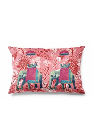 Rechteckiger Kissenbezug aus doppelseitig bedrucktem Wildleder mit indischem Elefantenmuster - Pilloveland