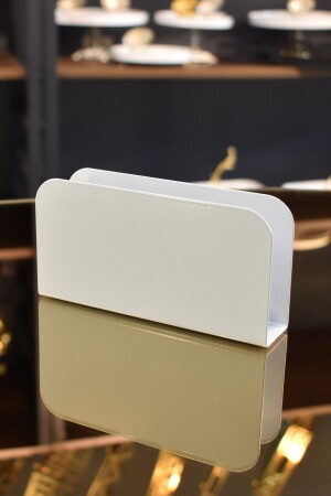 Rechteckiger Serviettenhalter aus weißem Metall - Tr Turan Collection