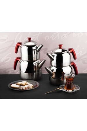 Red Athena Großes Edelstahl-Teekannen-Set 1300/2250 ml CHAI3CYDBK - 4