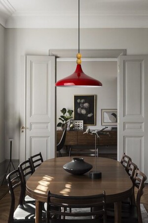 Red Champion Einzel-Kronleuchter mit Holzperlen, Hängelampe, Wohnzimmer, Küche, Boutique-Lampe, Beleuchtung, Kronleuchter BMM2066WM2 - 3