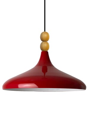 Red Champion Einzel-Kronleuchter mit Holzperlen, Hängelampe, Wohnzimmer, Küche, Boutique-Lampe, Beleuchtung, Kronleuchter BMM2066WM2 - 5