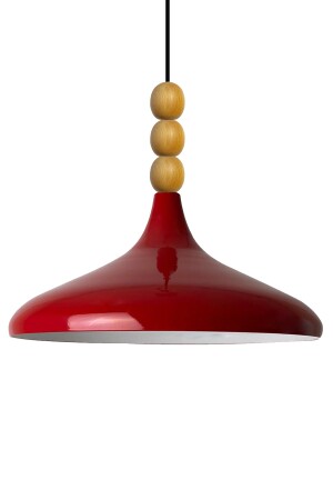 Red Champion Einzel-Kronleuchter mit Holzperlen, Hängelampe, Wohnzimmer, Küche, Boutique-Lampe, Beleuchtung, Kronleuchter BMM2066WM3 - 6