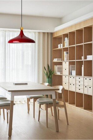 Red Champion Einzel-Kronleuchter mit Holzperlen, Hängelampe, Wohnzimmer, Küche, Boutique-Lampe, Beleuchtung, Kronleuchter BMM2066XXWM - 4