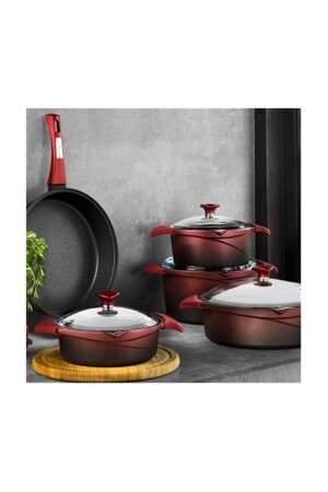 Red Gusto Flipper Kochgeschirr-Set aus Gusseisen, 9-teilig, PRA-760329-1558 - 1