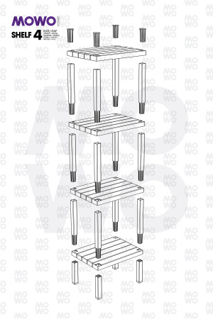 Regal 4-stöckiges Organizer-Regal aus Kunststoff, weiß, Bücherregal, Badezimmer, Küchenregal. Schuhregal MOWO-03-2115 - 4