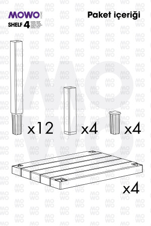 Regal 4-stöckiges Organizer-Regal aus Kunststoff, weiß, Bücherregal, Badezimmer, Küchenregal. Schuhregal MOWO-03-2115 - 5