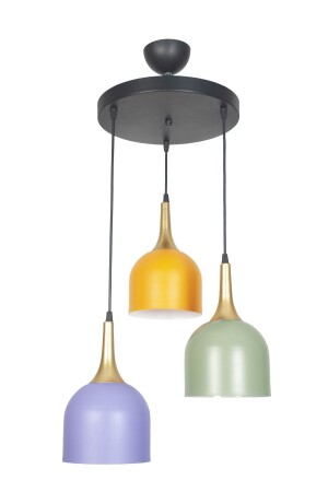 Reına Modern Design Metal Mix Orange Lila Grün Farbe Pendelleuchte Cafe - Küche 3-teiliger Kronleuchter REINAKLASİKS LAMP 3-STECKER - 3