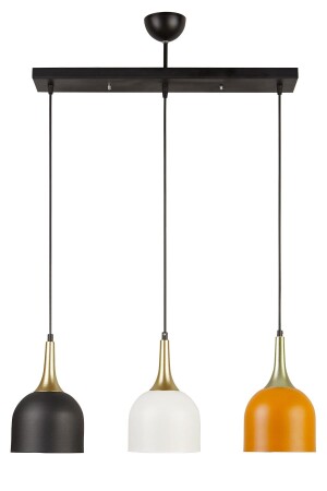 Reina Modern Tasarım Beyaz - Siyah - Turuncu Renk Salon-mutfak-yatak Odası-cafe - 3 Lü Sıralı Avize REINAGÜMÜŞ3LÜSARKIT - Modavize