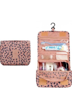 Reise-Kosmetik-Make-up-Tasche mit Organizer-Aufhänger, wasserfest, braun - 2