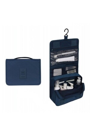 Reisetasche mit Organizer für Kosmetik und Körperpflege, wasserdicht, Marineblau - 2