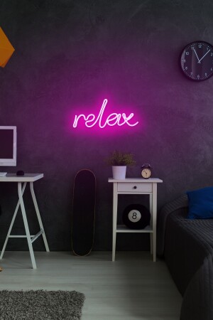 - Relax - Led Dekoratif Duvar Aydınlatması Neon Duvar Yazısı Sihirli Led Mesajlar -neongraph DEC010041 - 4