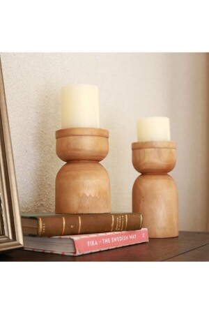 Renka Kerzenständer aus Weiß und Holz - 1