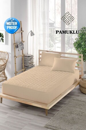 Renkli Alez Kahve-sıvı Geçirmez-pamuk Kapitoneli Fitted-çift Kişilik-tek Kişilik-bebek Alezi ELYMKRKAPFIT00 - ELY PARKER