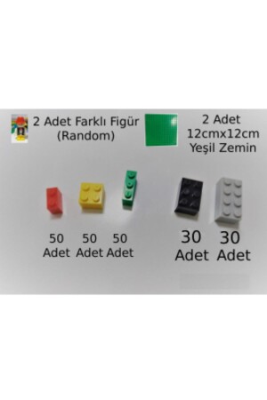 Renkli Dünya Minilego Blokları 214 Parça 2 Yeşil Zemin 2 Adet Figür - 4