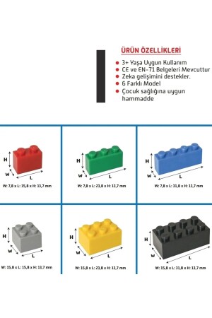 Renkli Dünya Minilego Blokları 214 Parça 2 Yeşil Zemin 2 Adet Figür - 5