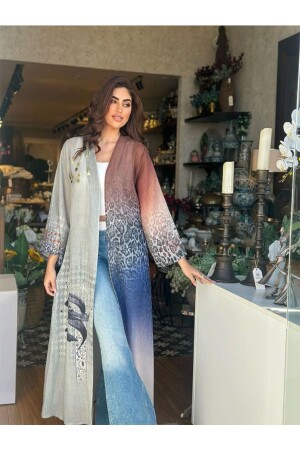 RENKLI Keten Kaftan Abaya Müslüman Elbise Islam Ferace Keten Abaya Bisht - 1