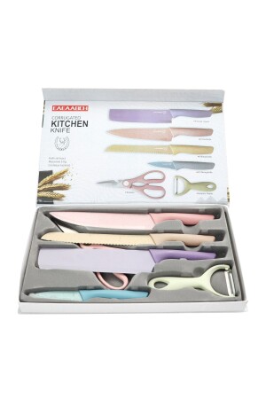 Renkli Paslanmaz Çelik Bıçak Seti - 7 Parça ColorKitchenKnifeSetStainlessSteel - 1