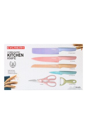 Renkli Paslanmaz Çelik Bıçak Seti - 7 Parça ColorKitchenKnifeSetStainlessSteel - 6