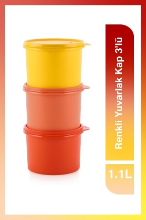 Renkli Yuvarlak Kap 3'lü 1.1l Tupper379 - Tupperware