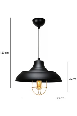 Retro Schwarz Gold Detaillierte Käfig Pendelleuchte Nr.: 2 Café Restaurant Küche Eingang Wohnzimmer AYD-3339 - 4