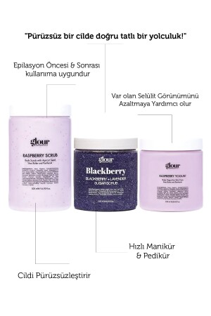 Revitalisierendes und feuchtigkeitsspendendes Himbeer-Brombeer-Peeling und Körperjoghurt-Set trioset000 - 2