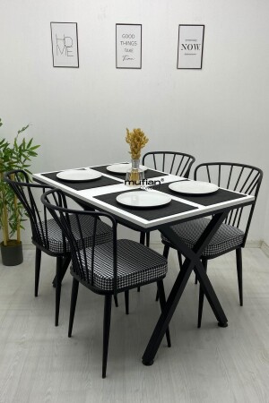 REX Esstisch-Set, 70 x 110 cm, weiße Metallbeine, Küchentisch-Set, Balkontisch-Set, MUF-YMT-REX-70110 - 1