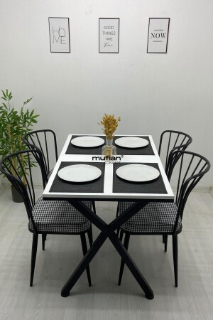 REX Esstisch-Set, 70 x 110 cm, weiße Metallbeine, Küchentisch-Set, Balkontisch-Set, MUF-YMT-REX-70110 - 2