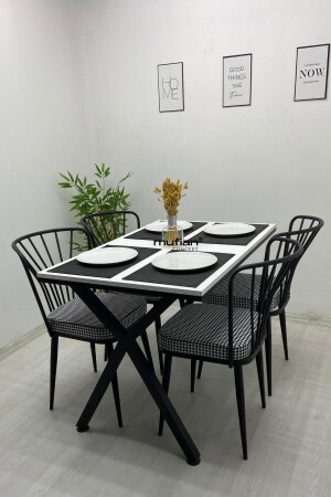 REX Esstisch-Set, 70 x 110 cm, weiße Metallbeine, Küchentisch-Set, Balkontisch-Set, MUF-YMT-REX-70110 - 3