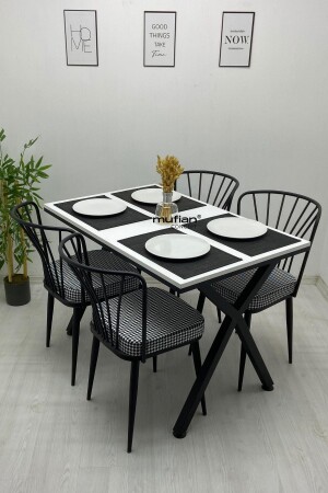 REX Esstisch-Set, 70 x 110 cm, weiße Metallbeine, Küchentisch-Set, Balkontisch-Set, MUF-YMT-REX-70110 - 4