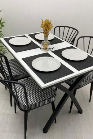 REX Esstisch-Set, 70 x 110 cm, weiße Metallbeine, Küchentisch-Set, Balkontisch-Set, MUF-YMT-REX-70110 - 6