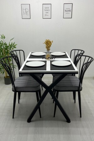 REX Esstisch-Set, 80 x 120 cm, weiße Metallbeine, Küchentisch-Set, Balkontisch-Set, MUF-YMT-REX-80120 - 5
