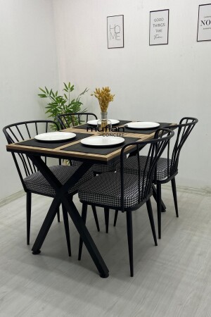 REX Esstisch-Set mit Metallbeinen, Kiefernholz, 80 x 120 cm, Küchentisch-Set, Balkontisch-Set, MUF-YMT-REX-80120 - 3