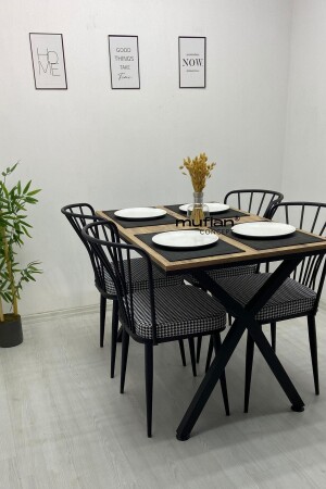 REX Esstisch-Set mit Metallbeinen, Kiefernholz, 80 x 120 cm, Küchentisch-Set, Balkontisch-Set, MUF-YMT-REX-80120 - 4