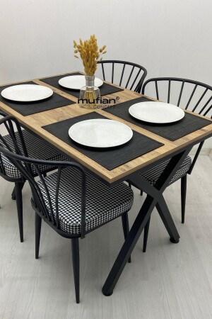 REX Esstisch-Set mit Metallbeinen, Kiefernholz, 80 x 120 cm, Küchentisch-Set, Balkontisch-Set, MUF-YMT-REX-80120 - 5