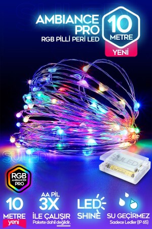 Rgb Pilli Led Işık 10 Metre Iç & Dış Mekan Parti Dekor Kutlama Işığı Renkli Led Dekorasyon Sl-1056 - Suled