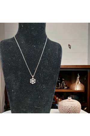 Rhodium-Schneeflocken-Halskette aus 925er-Sterlingsilber mit Swarovski-Diamantstein und weißvergoldetem Silber berfin75 - 6