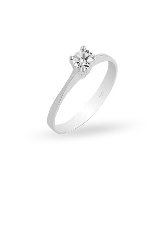 Rhodium-Solitärring aus 925er-Sterlingsilber - 1