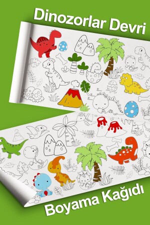 Riesiges Malpapier mit Dinosauriermotiv, 2 Meter, niedliche Dinosaurier-Aktivitätsrolle – Lernrolle für Kinder CL13Dino - 1