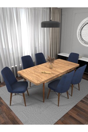 Riff Atlantic 80 x 130 cm ausziehbarer Esstisch für 6 Personen, Esstisch-Set – Marineblau LYMKF002 - Kaffahome