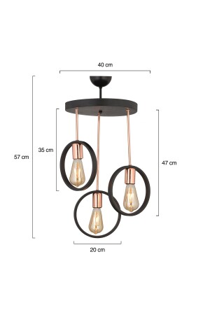 Ring 3-teiliger runder Kupfer-Schwarz-moderner Korridor-Küchen-Wohnzimmer-Retro-Kronleuchter 3198-03 - 7