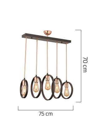 Ring 5-reihiger schwarzer Esstisch im modernen Design über Wohnzimmer, Küche, Café, Restaurant, Hängelampe, Kronleuchter 3198-5 - 7