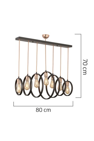 Ring 7-reihiger schwarzer Esstisch im modernen Design über Wohnzimmer, Küche, Café, Restaurant, Hängelampe, Kronleuchter 3198-7 - 6