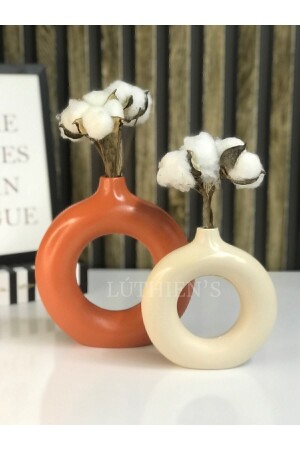 Ring Bohemian Vase Set mit 2 dekorativen Donut-Objekten - 2