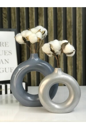 Ring Bohemian Vase Set mit 2 dekorativen Donut-Objekten - 2