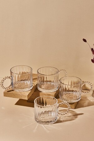 Ringo Line 4-teiliger 325-ml-Glasbecher mit Perlengriffbecher 14889 - 2