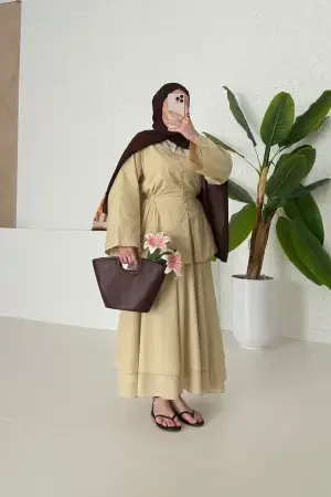 Riva Pinterest Etek Takım Açık Sarı - Nuuwears