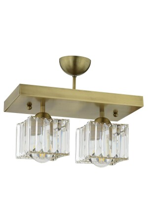 Rivia 2 Li Eskitme Plafonyer Kristalli Taşlı Modern Tasarım Kristal Salon Avize 3416-02-FR - 6