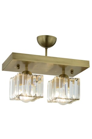 Rivia 2 Li Eskitme Plafonyer Kristalli Taşlı Modern Tasarım Kristal Salon Avize 3416-02-FR - 8