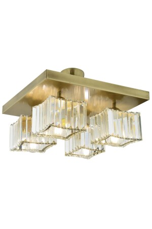 Rivia 4 Lü Eskitme Plafonyer Kristalli Taşlı Modern Tasarım Kristal Salon Avize 3416-04-FR - 7