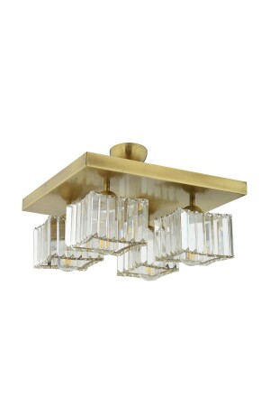 Rivia 4 Lü Eskitme Plafonyer Kristalli Taşlı Modern Tasarım Kristal Salon Avize 3416-04-FR - 8